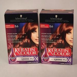 (2) Schwarzkopf Keratin Permanent Hair Color Cream Warm Mahogany 5.6 Brand New‎